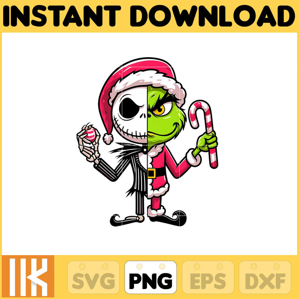Nightmare Before Christmas Png, Jack Skellington Png, Grinch Png, Chistmas Jack Grinch, Chistmas Movie Character Sublimation Design (13).jpg