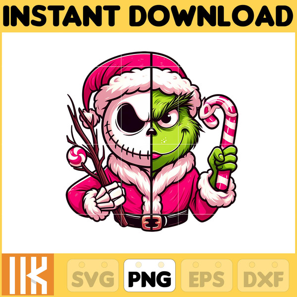 Nightmare Before Christmas Png, Jack Skellington Png, Grinch Png, Chistmas Jack Grinch, Chistmas Movie Character Sublimation Design (9).jpg