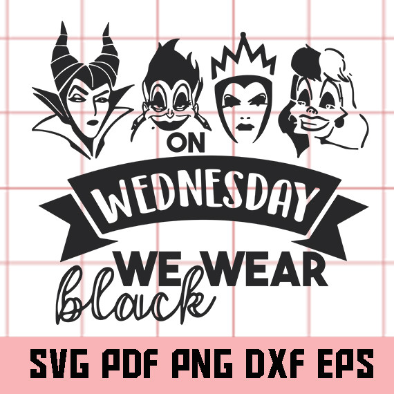 On Wednesdays We Wear Black Svg, Halloween SVG, Villains Svg, Bad Girls Svg Png Dxf1.jpg