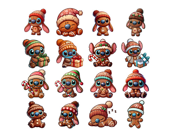 Gingerbread Stitch Png Christmas Png glitter sequins santa hat cute gingerbread retro christmas sublimation designs instant digital download.jpg