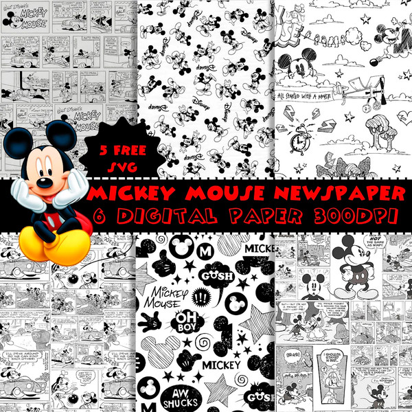 Create Vintage Magic with Mickey Newspaper Texture Crafting