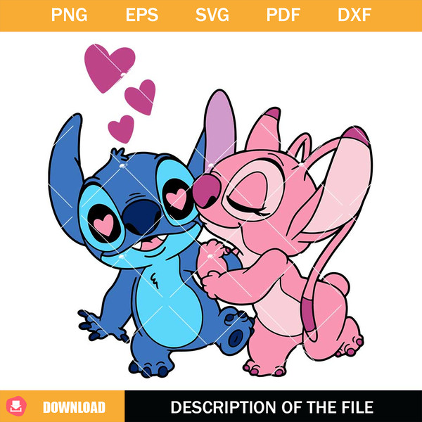 Angel kisses Stitch Svg, Cute Cartoon Character Svg, Stitch - Inspire ...