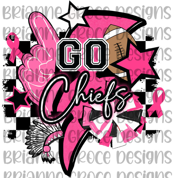 Chiefs pink out retro lightning bolt breast cancer awareness football digital design download sublimation dtf png transparent background.jpg