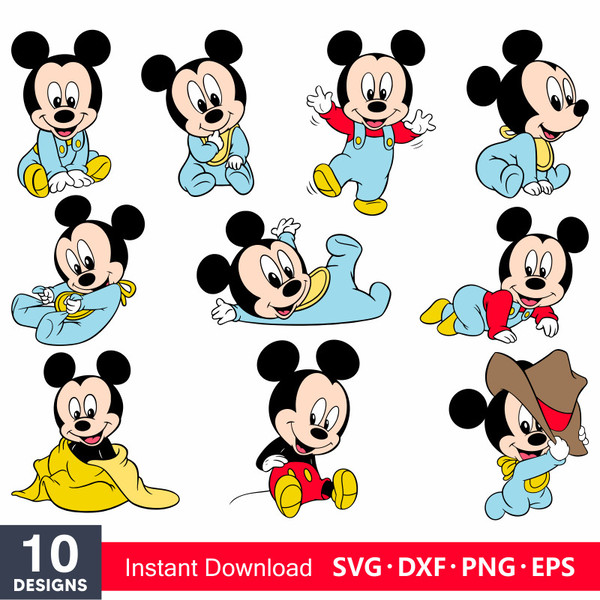 Layered Baby Mickey Svg Bundle, Instant Download, Bundle For Cricut, Silhouette Vector SVG PNG DXF Cut File.jpg