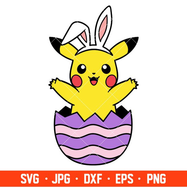Pikachu Easter Svg, Easter Bunny Svg, Happy Easter Svg, Disney Svg, Cricut, Silhouette Vector Cut File.jpg