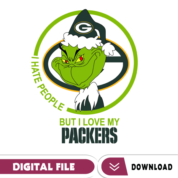 Grinch Santa Christmas Svg, I Hate People But I Love My packers Svg, green bay packers Svg, NFL Teams Svg.jpg