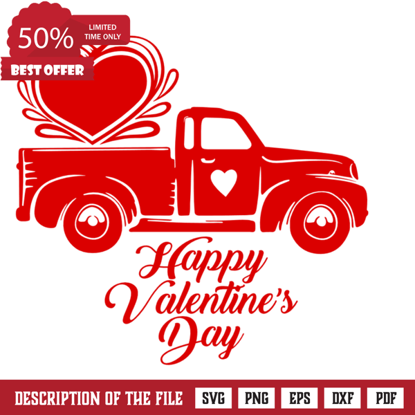 Happy Valentine's Day Truck, Love Free Svg File - SVG Heart.png