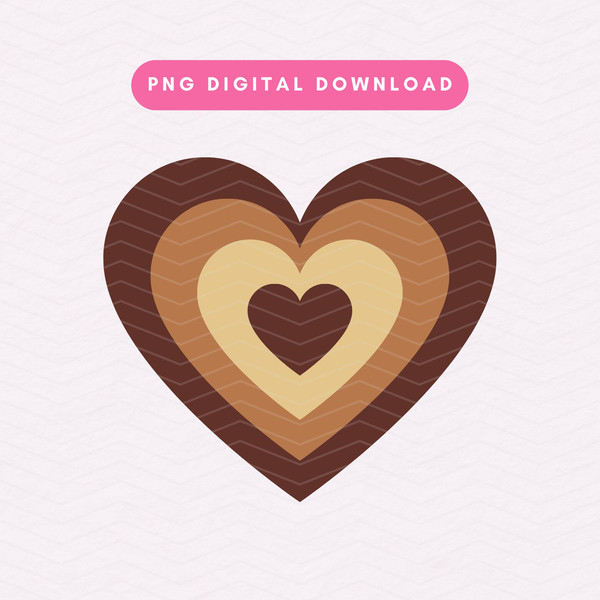 Y2K Brown Heart PNG, Trendy Multicolored Y2K Heart PNG Sublimation Graphic .jpg