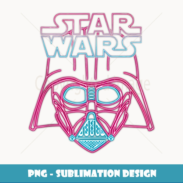Star Wars Darth Vader Neon Portrait Logo - Unique Sublimation PNG Download