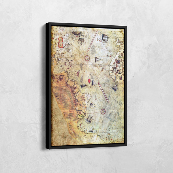 Piri Reis Map Canvas, Ottoman Empire Historical Map 1513, Piri Reis, 1st Map to World, Vintage Poster, Antique Cartography, Vintage Wall Art.jpg