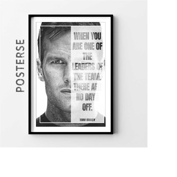 Tom Brady Motivational Poster, Football Coach Gift, Sports P