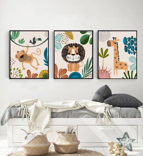 Boho nursery decor - Baby Boy Nursery - Safari Nursery decor - Nursery prints - Nursery wall prints - Nursery wall art - Baby animal prints.jpg