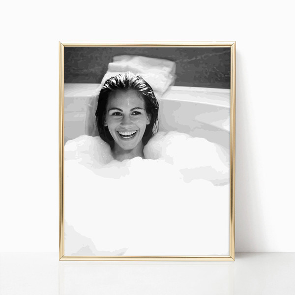 Julia Roberts Pretty Woman Bathtub Movie Poster Black & White Retro Vintage Photography Classic Film Wall Art Fashion Canvas Framed Printed.jpg