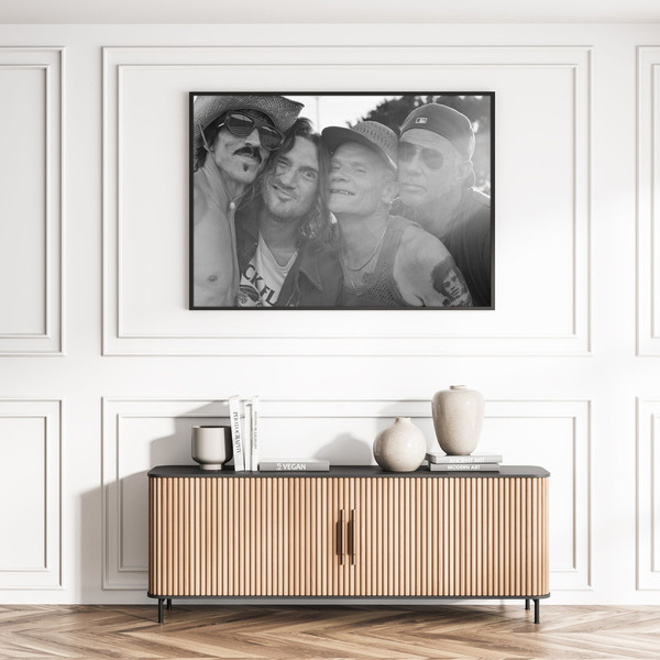 Red Hot Chilli Peppers Rock Band Merch Print Music Poster Black and White Retro Vintage Photography Canvas Framed Printed Wall Art Decor.jpg