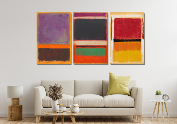 Set of 3 Mark Rothko Ready To Hang Canvas,Create Your Own Canvas Set,We will Produce it,Leave a Message pls,Colorful Rothko Set Of 3 Poster.jpg