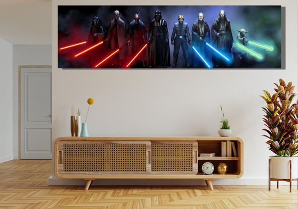 Starwars Characters Ready To Hang Canvas, Blockbuster Fine Art Panorama Print, Canvas Art Prints, Movie Pano on Canvas, XXL Fan Art Canvas.jpg