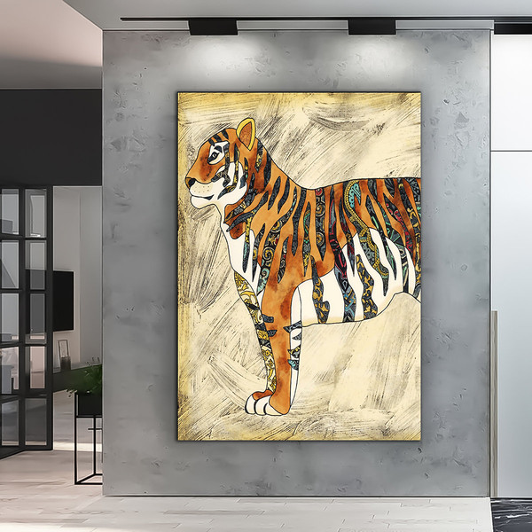 Vintage Tiger Painting Canvas Set, Tiger canvas print,Interior design, Tiger print, Tiger art Room Decoration, tiger Painting Wall Decor.jpg