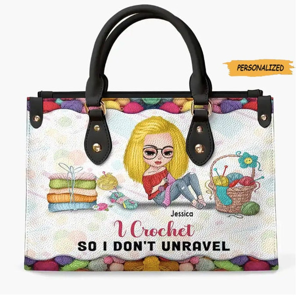 I Might Look Like I’m Listening But In My Head I’m Crocheting, Personalized Crochet Leather Bag, Gift For Crochet Girls, Birthday Gift.jpg