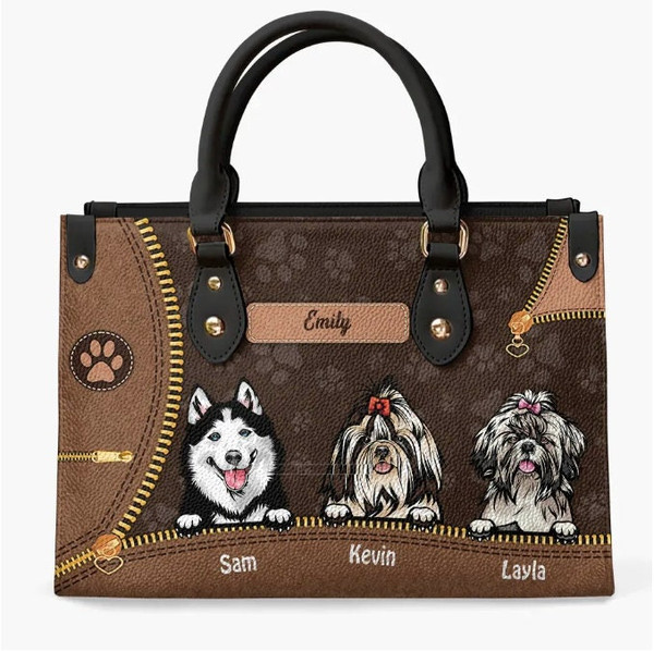 Personalized Dog Leather Bag, Gift For Dog Lovers, Dog Mom, Dog Dad, Dog Owner Gift, Birthday Gift, Custom Dog Leather Bag 1.jpg