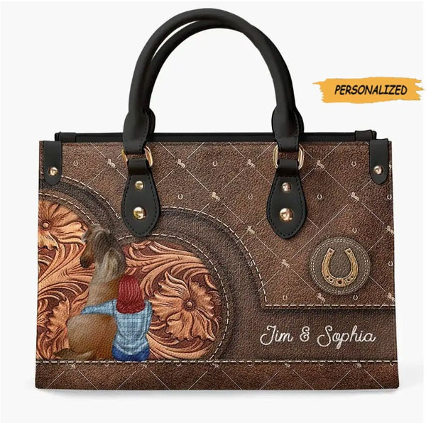 Personalized Horse Girl Leather Bag, Gift For Horse Lovers, Gift For Her, Birthday Gift, Horse Owner Gift, Custom Horse And Girl Leather Bag 1.jpg