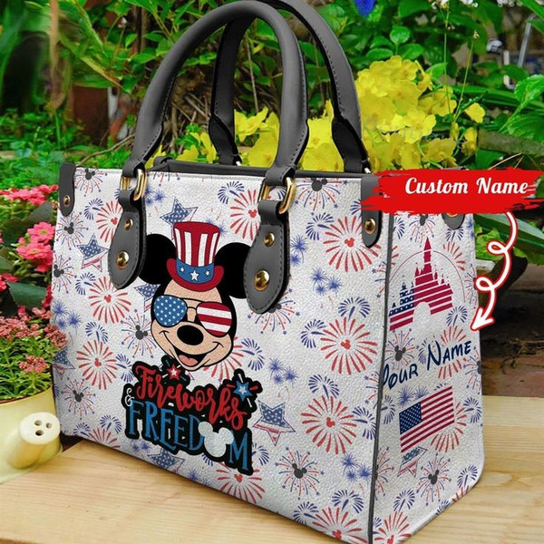 NFL Mickey Mouse 4th July Women Leather Hand Bag.jpg