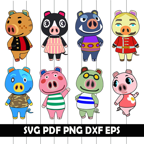 8 Pigs SVG pack! Get animal crossing pig villagers svg.jpg