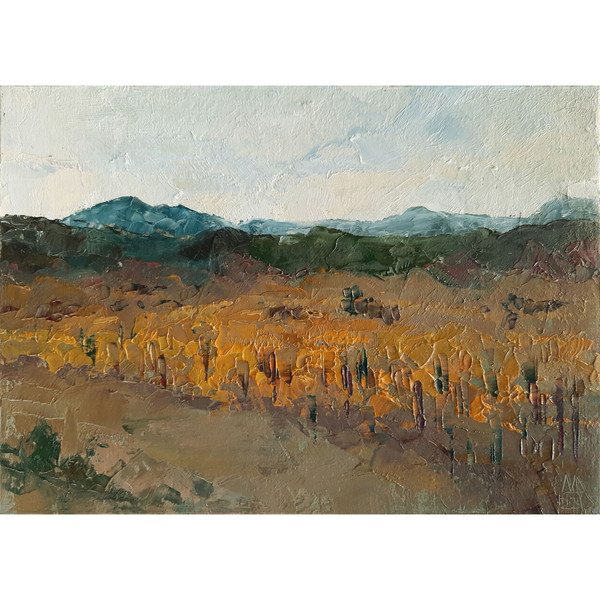 California Vineyard. Hills painting size 5 by 7 inches is sale unframed.