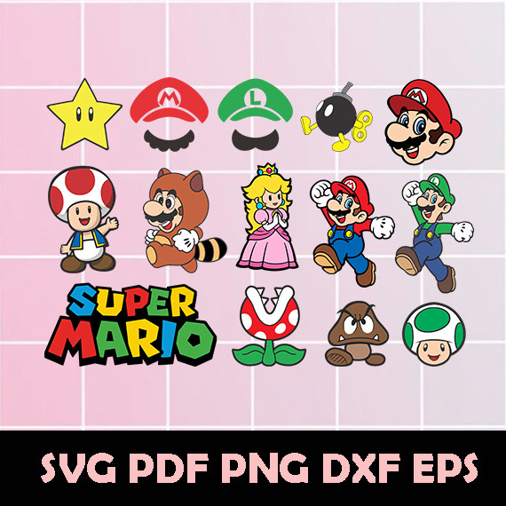 Mario Bros SVG, Super mario svg bundle, dxf, eps, png files.jpg