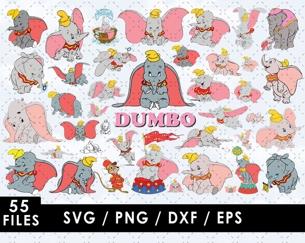 Dumbo Svg Files, Dumbo Png Files, Vector Png Images, SVG Cut File for Cricut, Clipart Bundle Pack