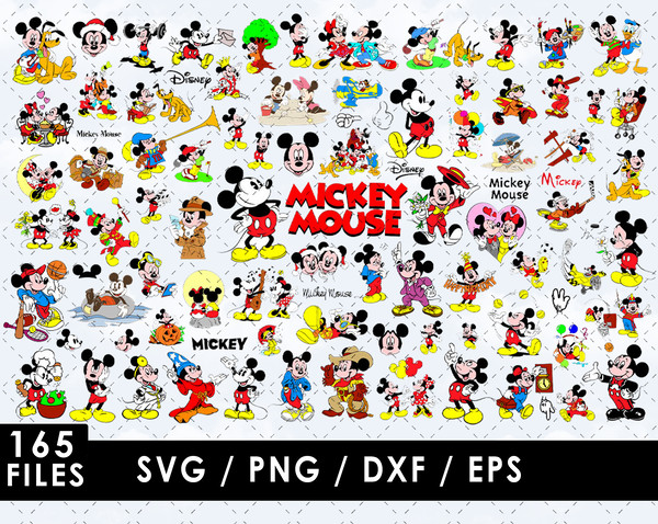Mickey Mouse Svg Files, Mickey Mouse Png Files, Vector Png Images, SVG Cut File for Cricut, Clipart Bundle Pack