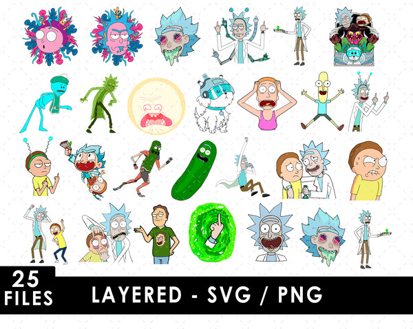 Rick and Morty Svg Files, Rick and Morty Png Files, Vector Png Images, SVG Cut File for Cricut, Clipart Bundle Pack