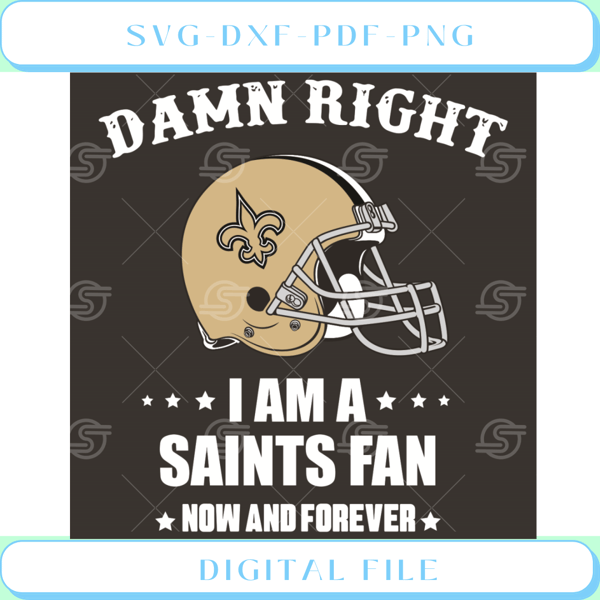 Damn Right I Am A Saints Fan Now And Forever Svg Sport Svg.jpg