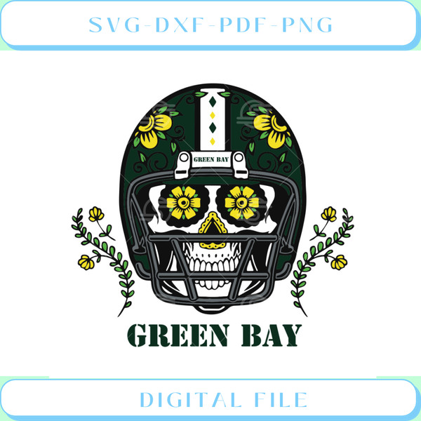 Green Bay Packers Skull Helmet Svg Sport Svg, Football Teams Svg.jpg