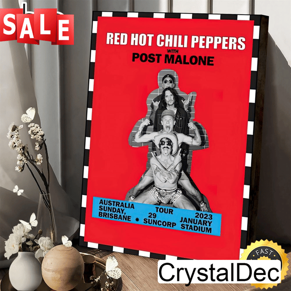 Red Hot Chili Peppers Tour 2023 Brackground Red Canvas Poster.jpg