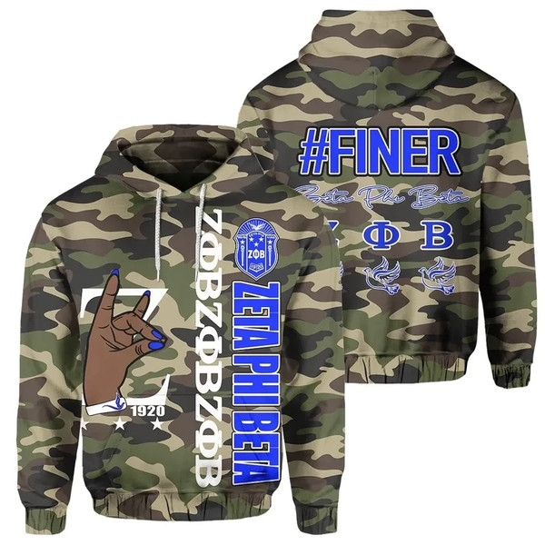 Zeta Phi Beta Camouflage Hoodie, African Hoodie For Men Women