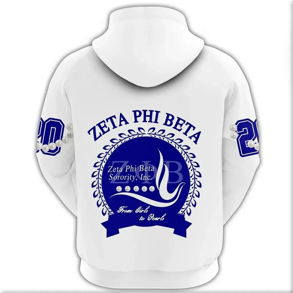 Zeta Phi Beta Pearl White Hoodie, African Hoodie For Men Women