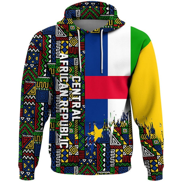 Central African Republic Kenter Pattern Hoodie, African Hoodie For Men Women