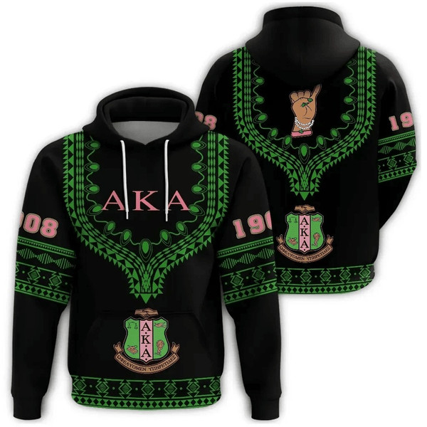 AKA Sorority Dashiki Hoodie - Alva Style, African Hoodie For Men Women