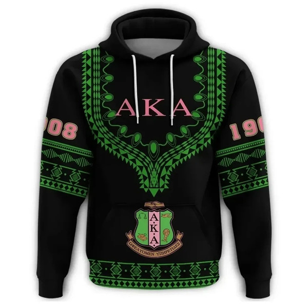 AKA Sorority Dashiki Hoodie - Alva Style, African Hoodie For Men Women