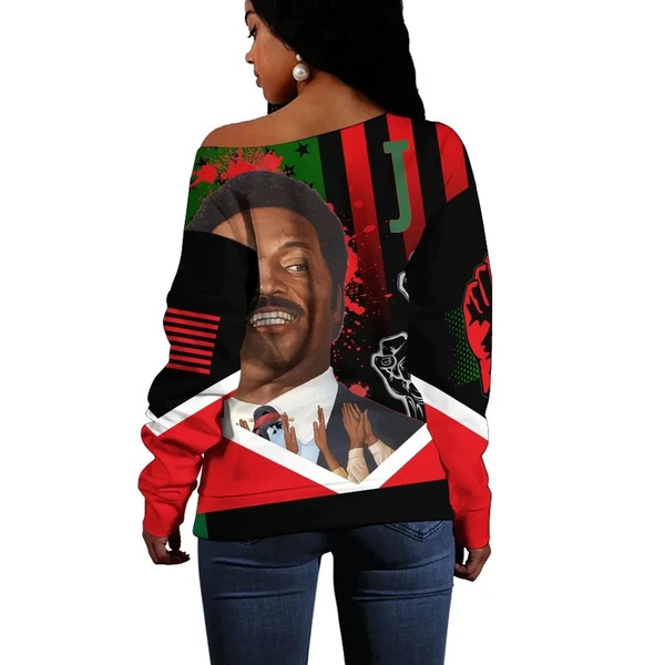 African American Flag Jesse Jackson Women Off Shoulder, African Women Off Shoulder For Women