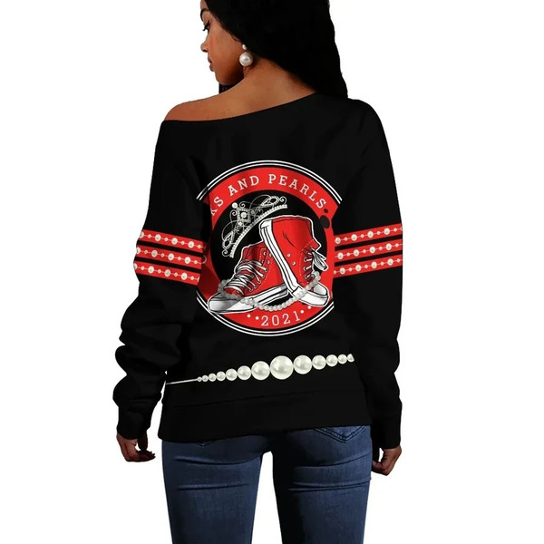 K.H Pearls 2021 Red And White Women Off Shoulder, African Women Off Shoulder For Women