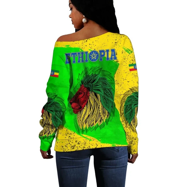 Ethiopia Lion New Style Women's Off Shoulder, African Women Off Shoulder For Women