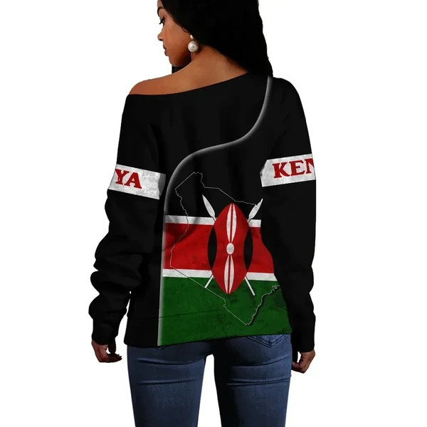 Kenya Flag Coat Of Arms Women's Off Shoulder, African Women Off Shoulder For Women