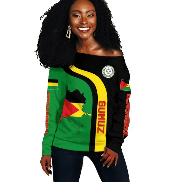 Benishangul-Gumuz Flag Maps Women's Off Shoulder, African Women Off Shoulder For Women