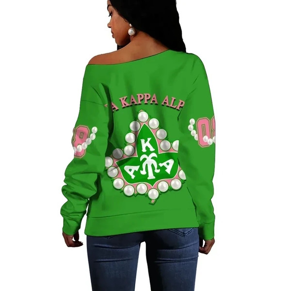 AKA Sorority Pearl Green Offshoulder 01, African Women Off Shoulder For Women