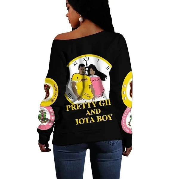 Iota Phi Theta AKA Sorority Black Offshoulder 01, African Women Off Shoulder For Women