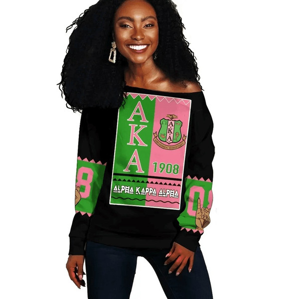 AKA Sorority Black Style Offshoulder 01, African Women Off Shoulder For Women