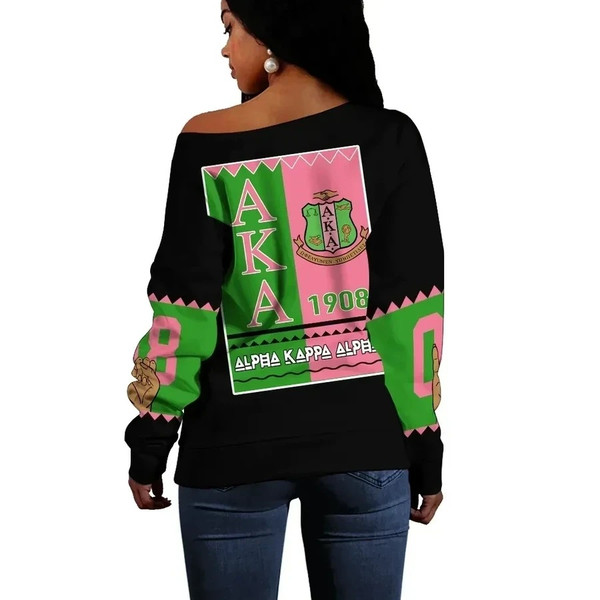 AKA Sorority Black Style Offshoulder 01, African Women Off Shoulder For Women