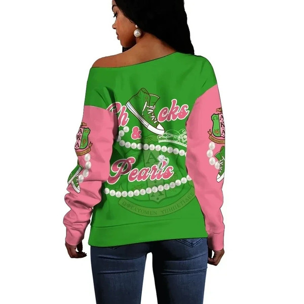 AKA Sorority Chucks And Pearls Offshoulder K.H Pearls 01, African Women Off Shoulder For Women