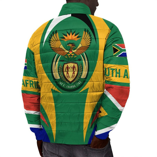 South Africa Action Flag Padded Jacket, African Padded Jacket For Men Women